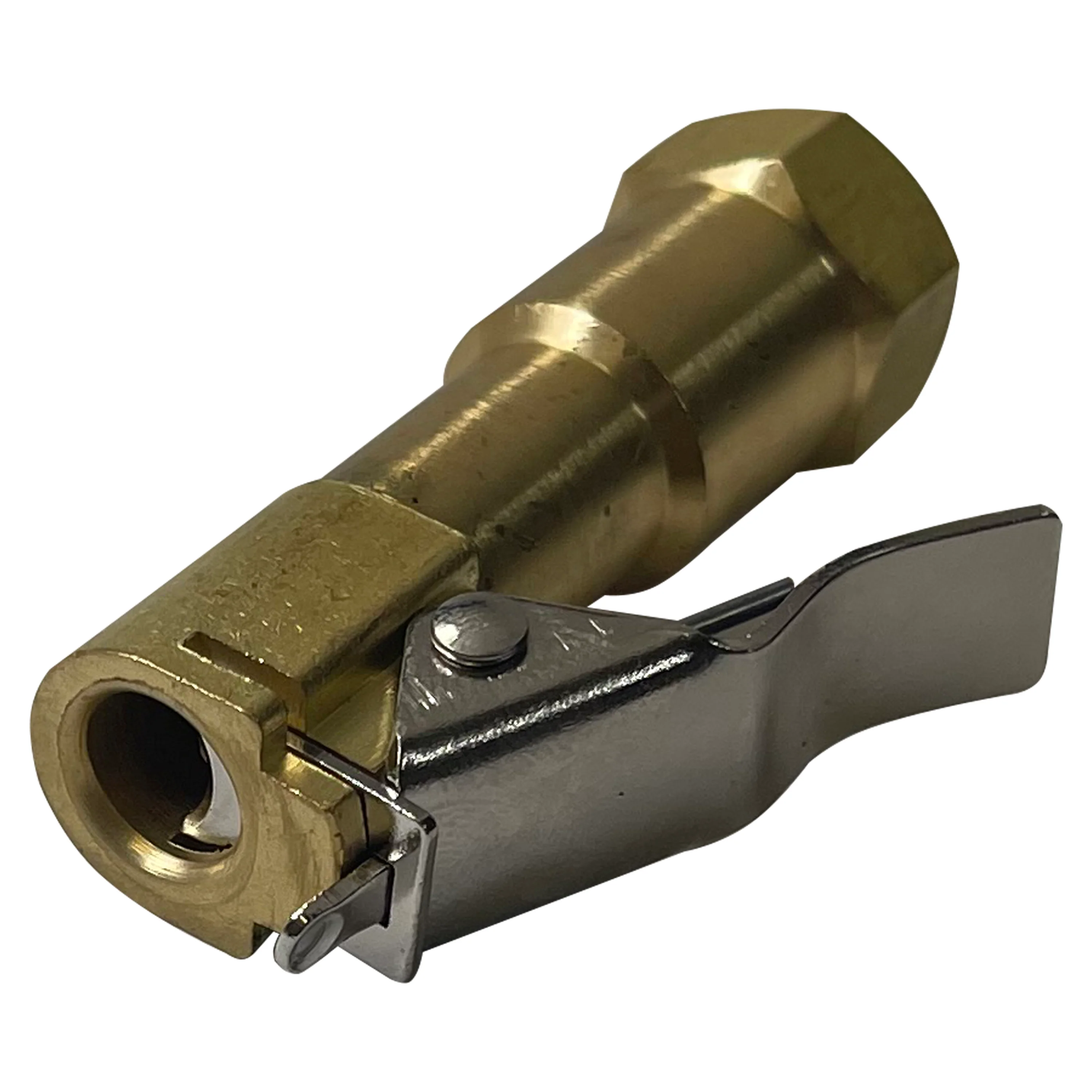 Brass Lock-On Tire Air Chuck - 1/4" NPT Thread with Clip - Heavy Duty - Image 3